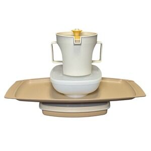 Vintage Tupperware Tan Almond Yellow Lot Divided Tray Creamer Chip Dip w/ Lids